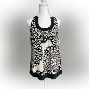 White House Black Market Black and Cream blouse